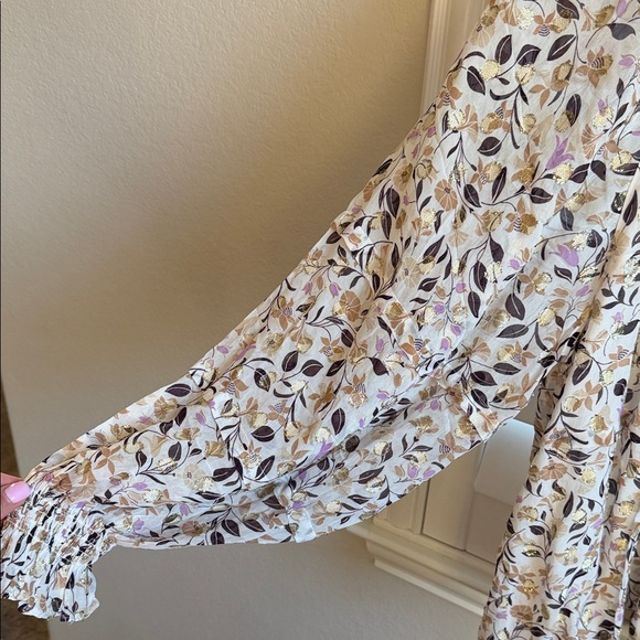 NWT Ann Taylor Cream and Purple Floral Blouse - Picture 6 of 11